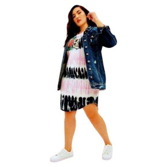 TORRID Super Soft Tie-Dye Skulls & Roses Midi T- Shirt dress.Size Large - Picture 1 of 17